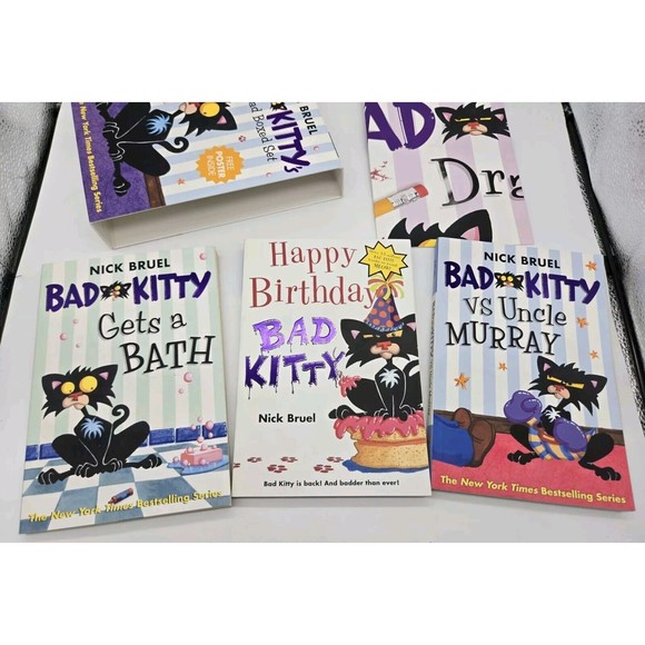 Bad Kittys Very Bad Boxed Set 3 Books Poster Gets A Bath Happy Birthday Vs Uncle - Picture 9 of 14